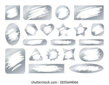 Scratch cards of different shape monochrome set isolated on white background. Vector illustration svg