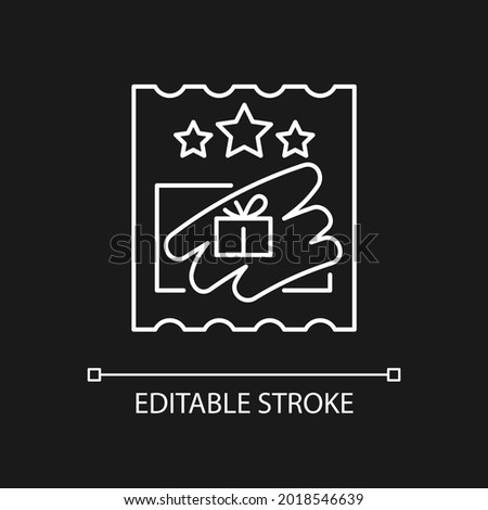Scratch cards white linear icon for dark theme. Scratching off covering for prize reveal. Thin line customizable illustration. Isolated vector contour symbol for night mode. Editable stroke