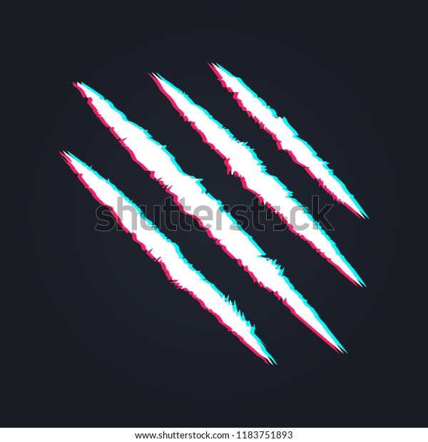 Scratch Claws Animal Distorted Glitch Style Stock Vector Royalty