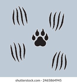 Scratch claws of animal, scratch scrape track, scratches paw shape – stock vector