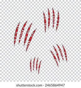 Scratch claws of animal, scratch scrape track, scratches paw shape – stock vector