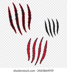 Garras de arañazo de animal, pista de arañazo, arañazos forma de pata - Vector de stock