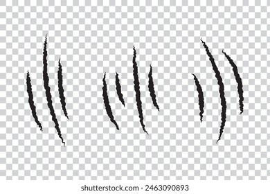 Scratch claws of animal, scratches mark set, scratch scrape track, cat tiger scratches paw shape – vector