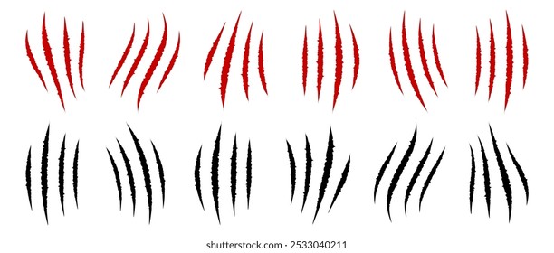 Scratch claws of animal, scratches mark set, scratch scrape track, cat tiger scratches paw shape