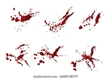 Scratch collection of red color vector blood ink background