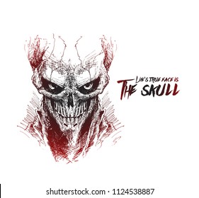 Scratch Devil Skull - Vampire Vector illustration.