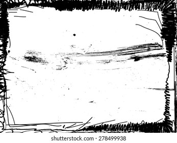 Scratch Distress Sketch Grunge Dirt Overlay Border Frame . Vector 