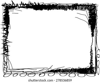 Scratch Distress Sketch Grunge Dirt Overlay Border Frame . Vector 