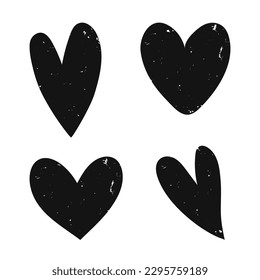 Scratch heart logo icon sign Hand drawn Grunge abstract halftone texture Black distressed shabby design Gothic decadence style Fashion print clothes greeting invitation card flyer poster banner ad