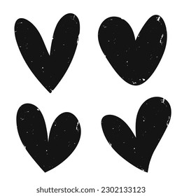 Scratch heart logo icon sign Hand drawn Grunge abstract halftone texture Black distressed shabby design Gothic decadence style Fashion print clothes greeting invitation card flyer poster banner ad