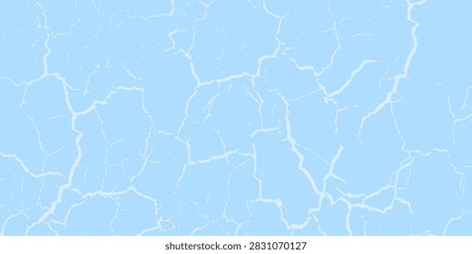 Scratch ice surface texture. Light blue icy background with skate traces, cracks, scratches. Rough winter sport rink backdrop. Frozen lake or pond water wallpaper with dots, spot and lines. Vector