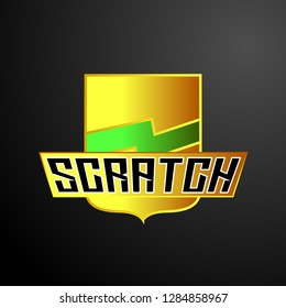 scratch logo with shield symbol, vector - Shutterstock ID 1284858967