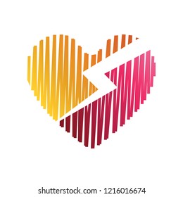 Scratch Love Thunder Logo, Heart Vector Logo Template