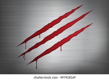 scratch metal background with red blood