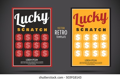 Scratch Off Lottery Card Creative Modern Ticket. Vector Color Design Template