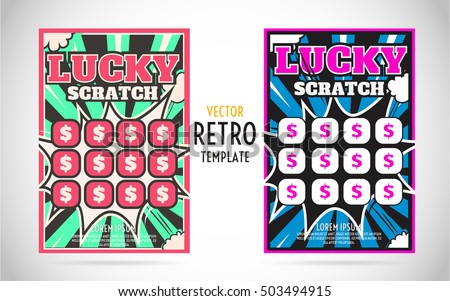 scratch off lottery card or ticket. Vector color design template