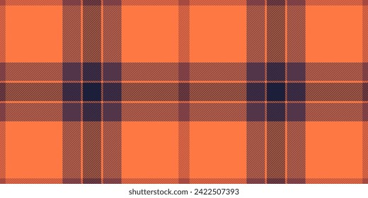 Scratch pattern plaid texture, hounds tartan vector check. Fibrous background textile fabric seamless in orange and pink color.