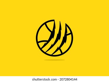 Scratch paw on Ball  symbol logo vector