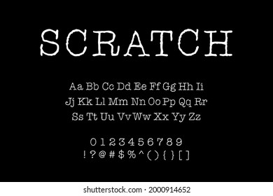 Scratch pencil sketch hand drawn vector type font in carton style black white illustration lettering creative