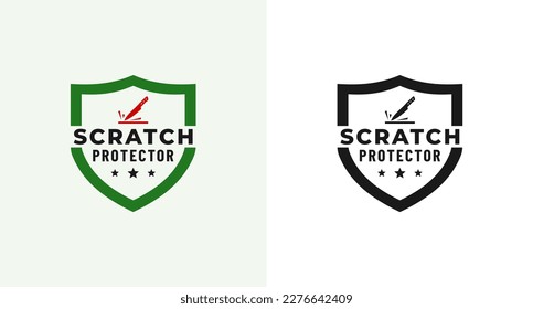 Scratch proof label vector or anti scratch label vector isolated in flat style. Scratch protector label vector for product. Elegant anti scratch mark vector for product packaging.