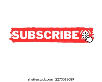Kratzroter Hintergrund, weißes Symbol, Schaltfläche zum Abonnieren und Glockensymbol, Vektorgrafik. EPS
