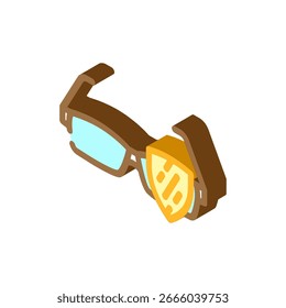 Vector de icono isométrico de lente resistente a los arañazos. signo de lente resistente a los arañazos. ilustración de símbolo aislado