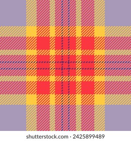 Scratch tartan seamless vector, canadian check texture background. Rough textile fabric pattern plaid in pastel and red colors.