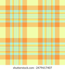 Scratch textile texture seamless, everyday vector check background. Day fabric tartan plaid pattern in light and amber colors palette.