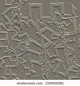 Scratch textured abstract 3d seamless pattern. Embossed modern grunge vector background. Repeat ornamental relief grungy backdrop. Scratched endless rough 3d texture. Trendy emboss surface ornament.