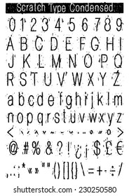Scratch Type Condensed Complete alphabet numbers, punctuation and accents
