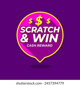 Scratch and win game contest speech bubble icon label sign design vector