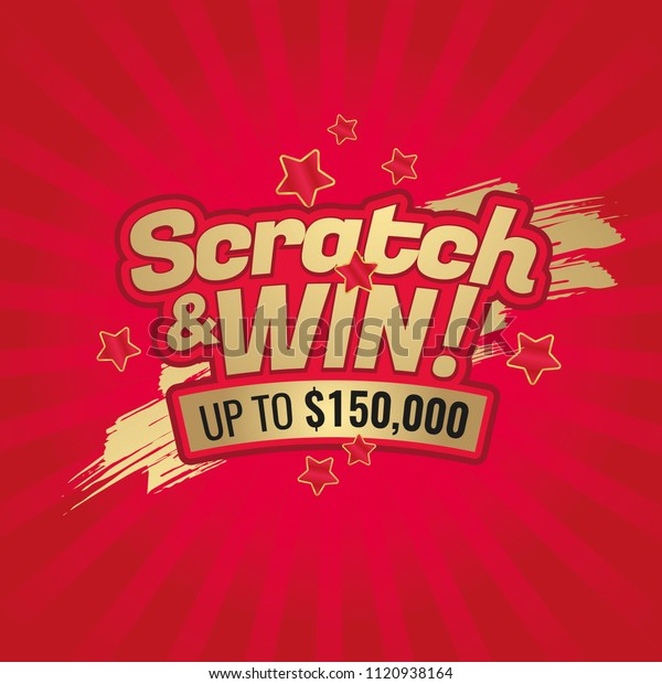 Scratch\
and win letters. Scratched effect background and stars. Place for\
prize. For tickets, signs, promotion announcements, banners. Golden\
colors letters. CMYK colors. Vector\
illustration
