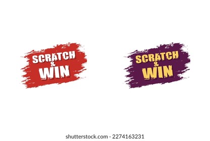 Scratch and win logo unit, sale offer vector design, free gifts template
