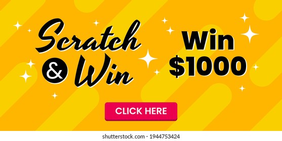 Scratch and win web banner template design vector
