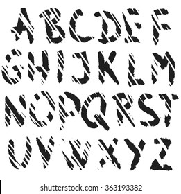  scratched alphabet letters, abc letters vector illustration