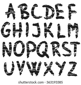  scratched alphabet letters, abc letters vector illustration