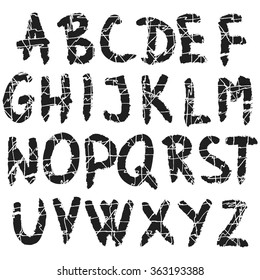  scratched alphabet letters, abc letters vector illustration