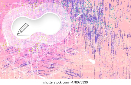 Scratched background and white frame and pencil