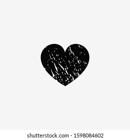 Scratched black heart. Vector illustration.