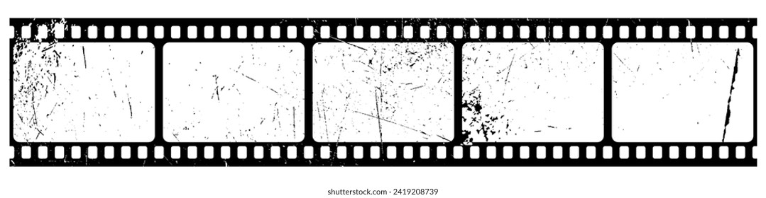 Scratched black vintage film. Template for design.