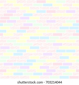 Scratched brick wall texture. Bright colors. Abstract seamless pattern. Simple pink and yellow backdrop. Can be used for wallpaper, pattern fills, web page background, surface textures.