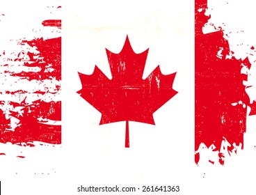 Scratched Canadian Flag. A flag of Canada with a grunge texture