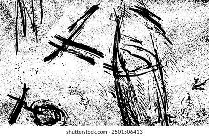 Scratched and Cracked Grunge Urban Background Texture Vector. Dust Overlay Distress Grainy Grungy Effect. Distressed Backdrop Vector Illustration. Isolated Black on White Background. EPS 10.