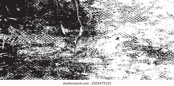 Scratched and Cracked Grunge Urban Background Texture Vector. Dust Overlay Distress Grainy Grungy Effect. Distressed Backdrop Vector Illustration. Isolated Black on White Background. EPS 10.