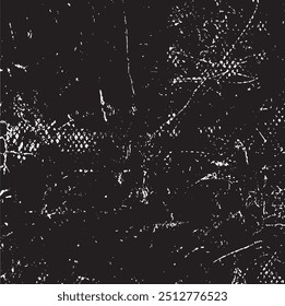 Scratched and Cracked Grunge Urban Background Texture Vector. Dust Overlay Distress Grainy Grungy Effect. Distressed Backdrop Vector Illustration. Isolated Black on White Background. EPS 10.