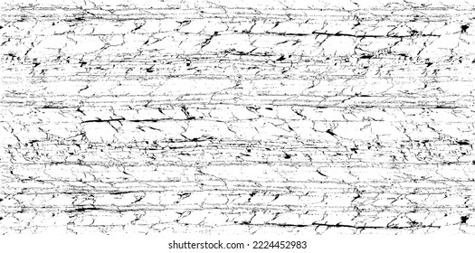 Scratched and Cracked Surface Grunge Texture Vector. Uneven Overlay. Distressed Grungy Effect. Vector Illustration.Black Isolated on White Background. EPS 10.