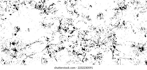 Vector de textura de grunge de superficie rayado y craqueado. Superposición desigual. Efecto Grunguayo. Ilustración vectorial.Negro aislado en fondo blanco. EPS 10.