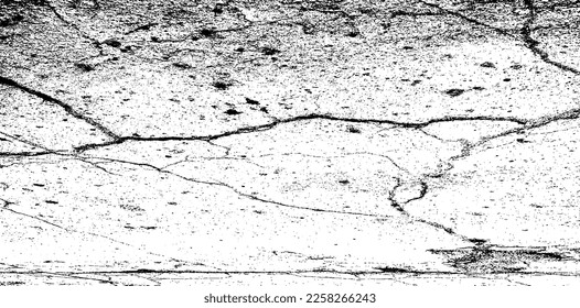 Scratched and Cracked Surface Grunge Texture Vector. Uneven Overlay. Distressed Grungy Effect. Vector Illustration.Black Isolated on White Background. EPS 10.
