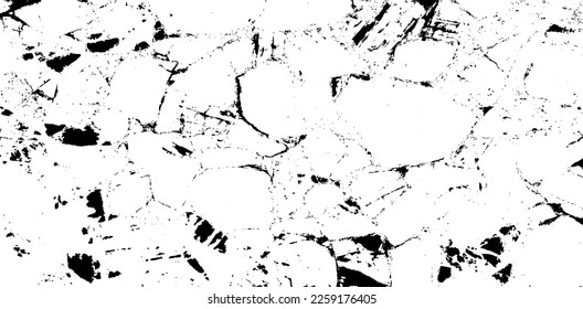 Scratched and Cracked Surface Grunge Texture Vector. Uneven Overlay. Distressed Grungy Effect. Vector Illustration.Black Isolated on White Background. EPS 10.