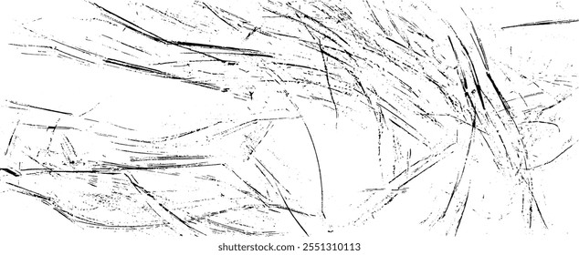 Vetor de textura Grunge de superfície rachada e arranhada. Sobreposição Irregular. Efeito Grungy angustiado. Ilustração de vetor.Preto isolado em plano de fundo branco. EPS 10.